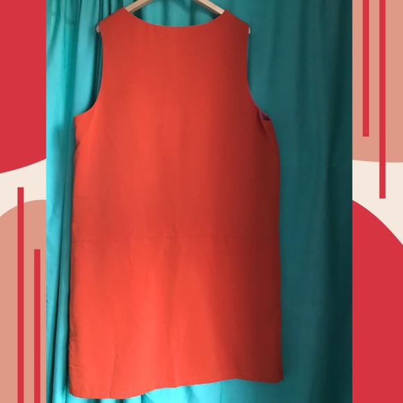H&M burnt orange sleeveless shift dress 14 mod - Picture 2 of 9
